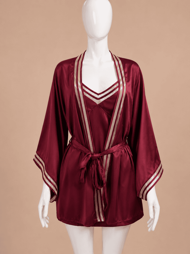 Luxe burgundy robe set 